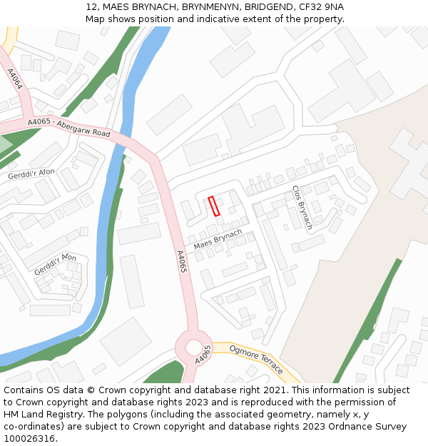 12, MAES BRYNACH, BRYNMENYN, BRIDGEND, CF32 9NA: Location map and indicative extent of plot