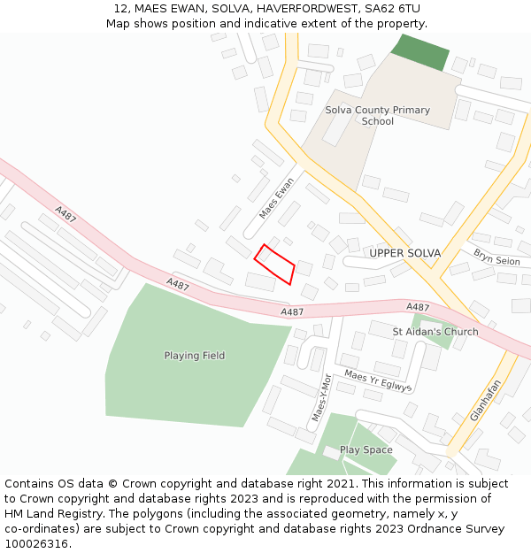 12, MAES EWAN, SOLVA, HAVERFORDWEST, SA62 6TU: Location map and indicative extent of plot