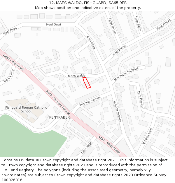 12, MAES WALDO, FISHGUARD, SA65 9ER: Location map and indicative extent of plot