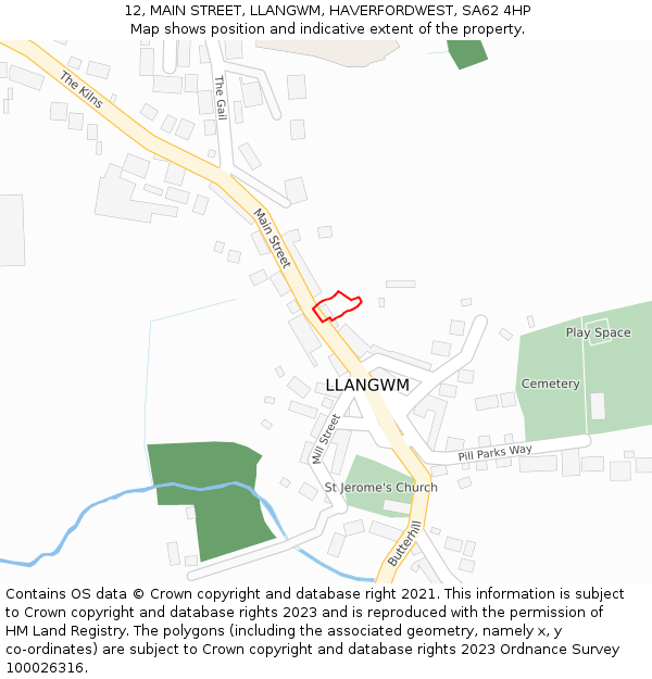 12, MAIN STREET, LLANGWM, HAVERFORDWEST, SA62 4HP: Location map and indicative extent of plot