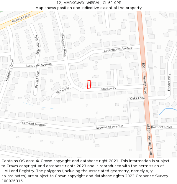 12, MARKSWAY, WIRRAL, CH61 9PB: Location map and indicative extent of plot