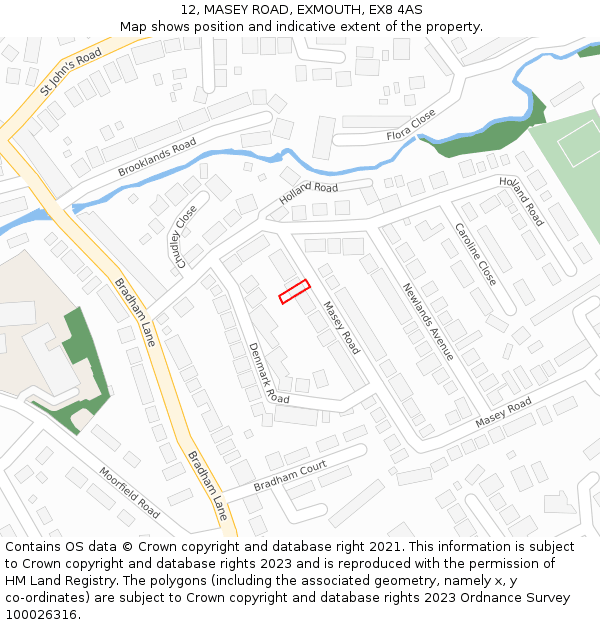 12, MASEY ROAD, EXMOUTH, EX8 4AS: Location map and indicative extent of plot