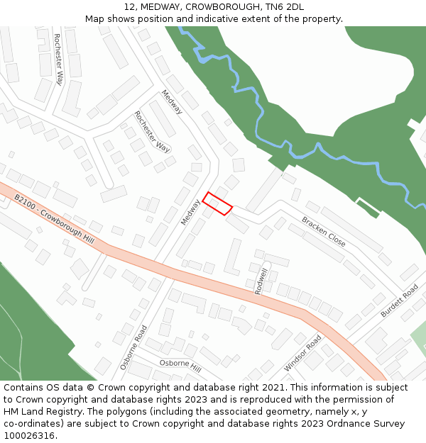 12, MEDWAY, CROWBOROUGH, TN6 2DL: Location map and indicative extent of plot