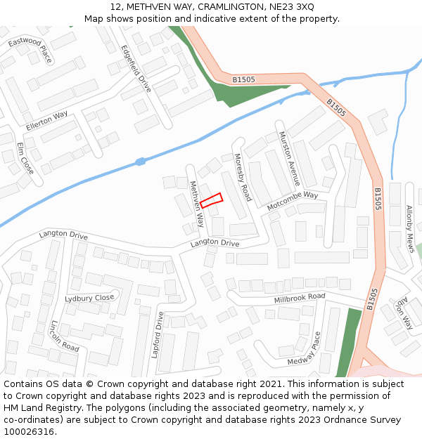 12, METHVEN WAY, CRAMLINGTON, NE23 3XQ: Location map and indicative extent of plot