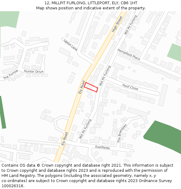 12, MILLPIT FURLONG, LITTLEPORT, ELY, CB6 1HT: Location map and indicative extent of plot