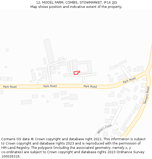 12, MODEL FARM, COMBS, STOWMARKET, IP14 2JG: Location map and indicative extent of plot