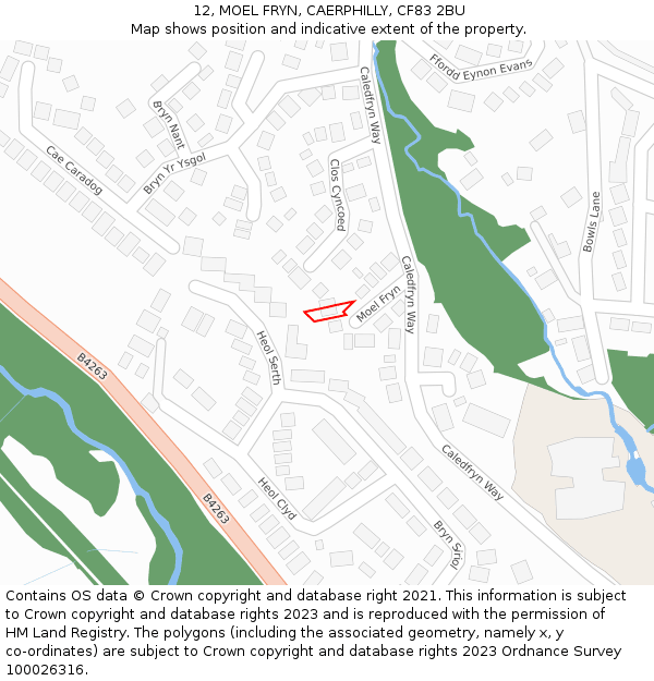 12, MOEL FRYN, CAERPHILLY, CF83 2BU: Location map and indicative extent of plot