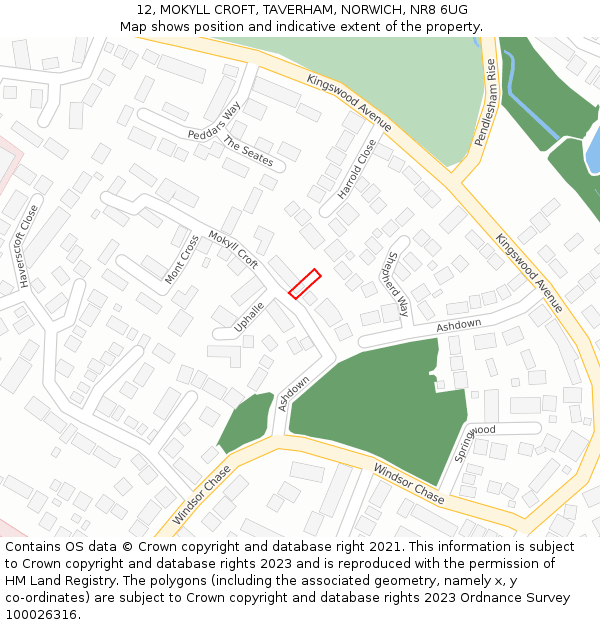 12, MOKYLL CROFT, TAVERHAM, NORWICH, NR8 6UG: Location map and indicative extent of plot