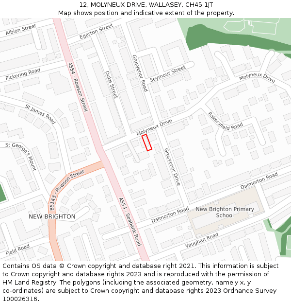 12, MOLYNEUX DRIVE, WALLASEY, CH45 1JT: Location map and indicative extent of plot