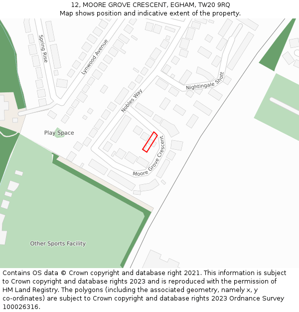 12, MOORE GROVE CRESCENT, EGHAM, TW20 9RQ: Location map and indicative extent of plot