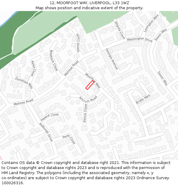 12, MOORFOOT WAY, LIVERPOOL, L33 1WZ: Location map and indicative extent of plot