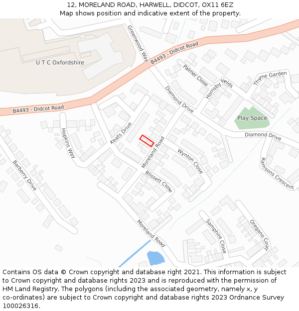 12, MORELAND ROAD, HARWELL, DIDCOT, OX11 6EZ: Location map and indicative extent of plot