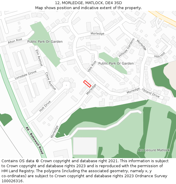 12, MORLEDGE, MATLOCK, DE4 3SD: Location map and indicative extent of plot