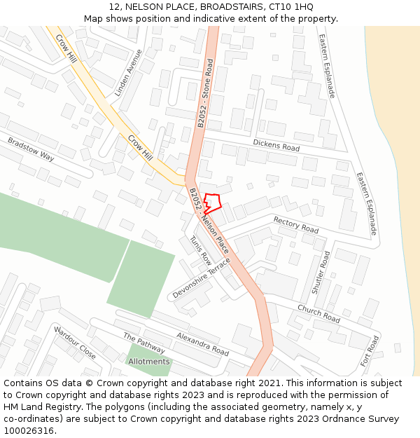 12, NELSON PLACE, BROADSTAIRS, CT10 1HQ: Location map and indicative extent of plot