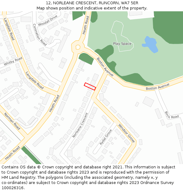 12, NORLEANE CRESCENT, RUNCORN, WA7 5ER: Location map and indicative extent of plot