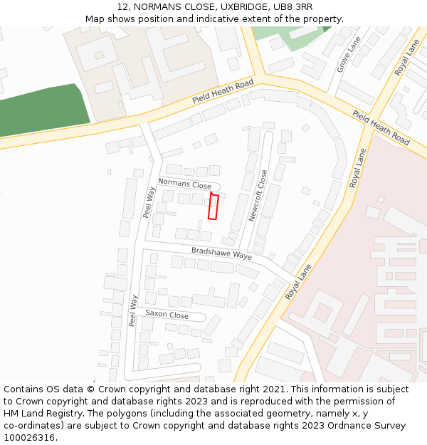 12, NORMANS CLOSE, UXBRIDGE, UB8 3RR: Location map and indicative extent of plot