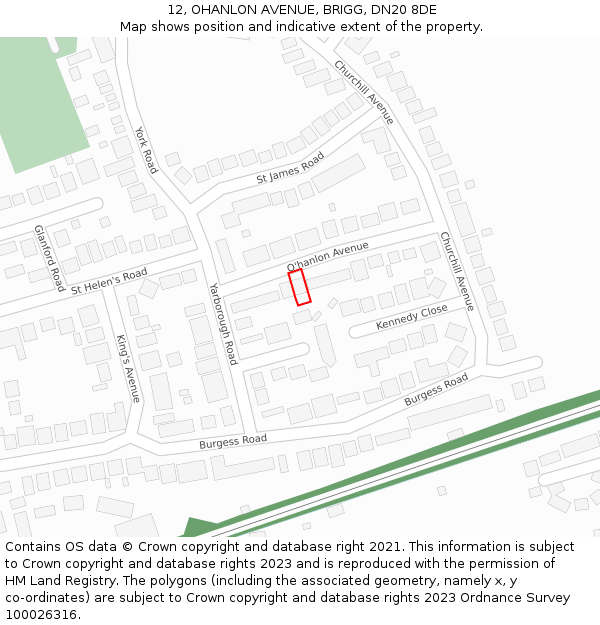 12, OHANLON AVENUE, BRIGG, DN20 8DE: Location map and indicative extent of plot