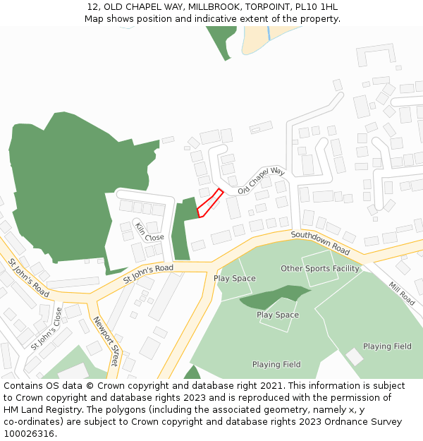 12, OLD CHAPEL WAY, MILLBROOK, TORPOINT, PL10 1HL: Location map and indicative extent of plot