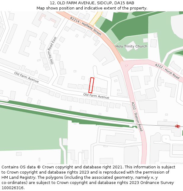 12, OLD FARM AVENUE, SIDCUP, DA15 8AB: Location map and indicative extent of plot