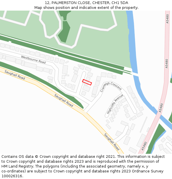 12, PALMERSTON CLOSE, CHESTER, CH1 5DA: Location map and indicative extent of plot