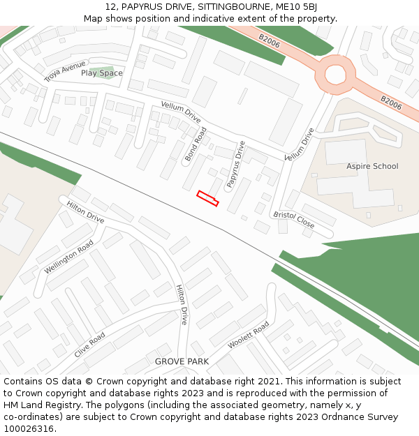 12, PAPYRUS DRIVE, SITTINGBOURNE, ME10 5BJ: Location map and indicative extent of plot