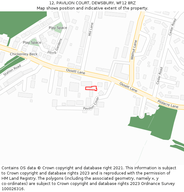 12, PAVILION COURT, DEWSBURY, WF12 8RZ: Location map and indicative extent of plot