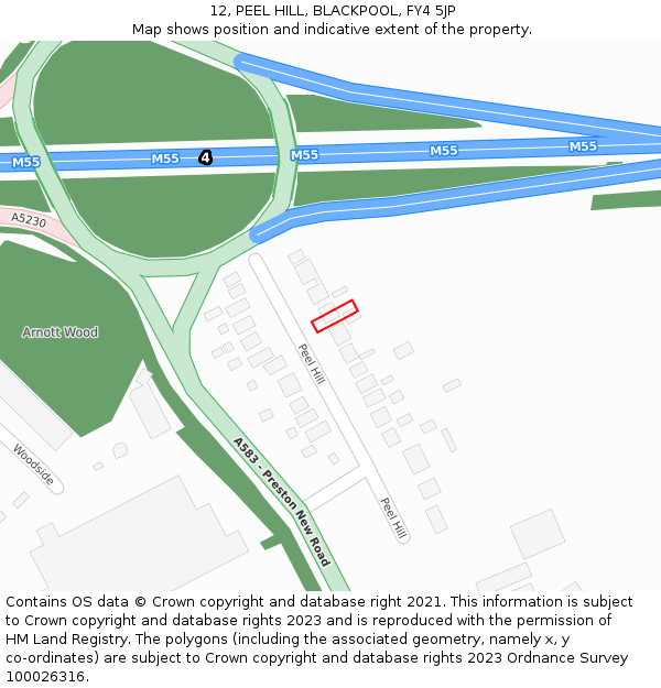 12, PEEL HILL, BLACKPOOL, FY4 5JP: Location map and indicative extent of plot