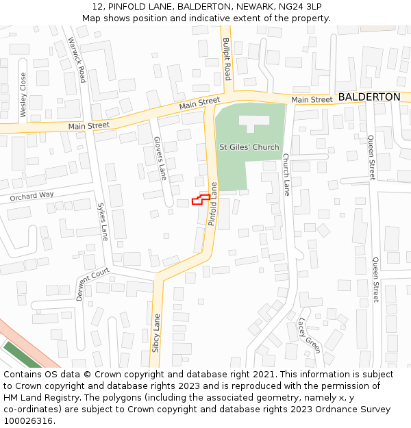 12, PINFOLD LANE, BALDERTON, NEWARK, NG24 3LP: Location map and indicative extent of plot