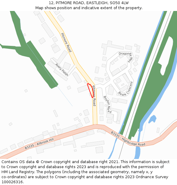 12, PITMORE ROAD, EASTLEIGH, SO50 4LW: Location map and indicative extent of plot
