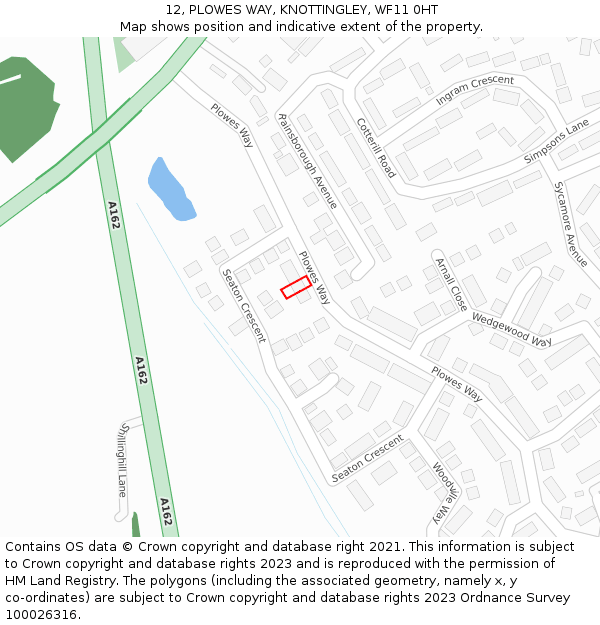 12, PLOWES WAY, KNOTTINGLEY, WF11 0HT: Location map and indicative extent of plot