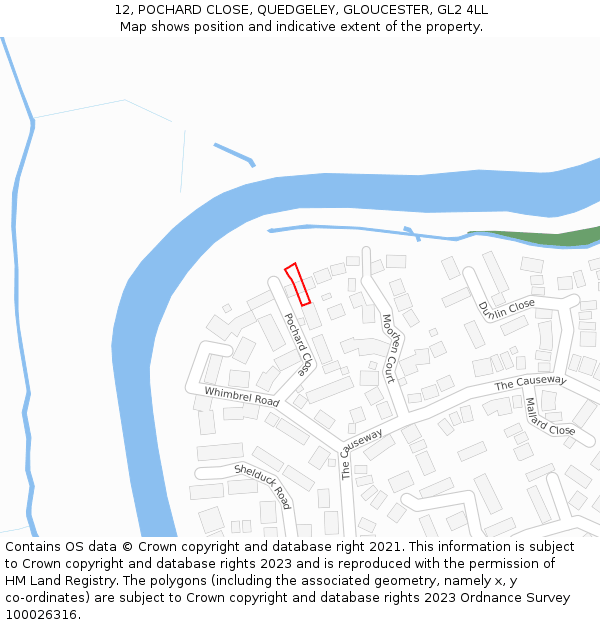 12, POCHARD CLOSE, QUEDGELEY, GLOUCESTER, GL2 4LL: Location map and indicative extent of plot