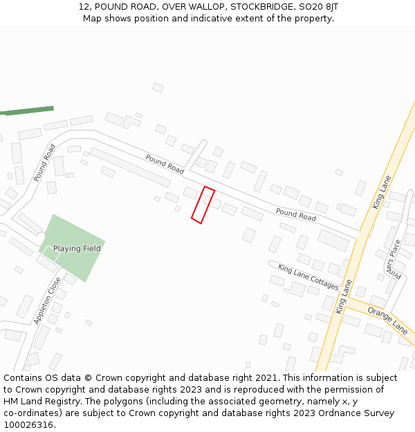 12, POUND ROAD, OVER WALLOP, STOCKBRIDGE, SO20 8JT: Location map and indicative extent of plot