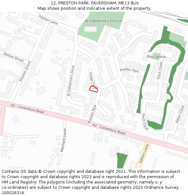 12, PRESTON PARK, FAVERSHAM, ME13 8LN: Location map and indicative extent of plot