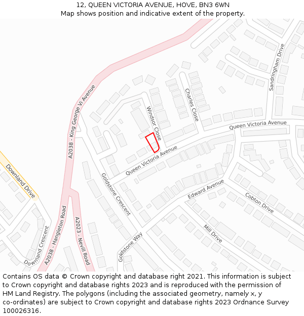 12, QUEEN VICTORIA AVENUE, HOVE, BN3 6WN: Location map and indicative extent of plot