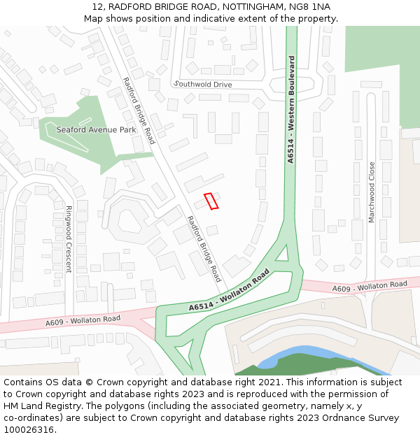 12, RADFORD BRIDGE ROAD, NOTTINGHAM, NG8 1NA: Location map and indicative extent of plot