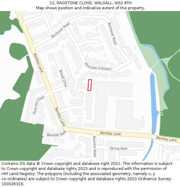 12, RAGSTONE CLOSE, WALSALL, WS2 8TH: Location map and indicative extent of plot