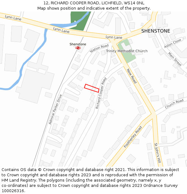 12, RICHARD COOPER ROAD, LICHFIELD, WS14 0NL: Location map and indicative extent of plot