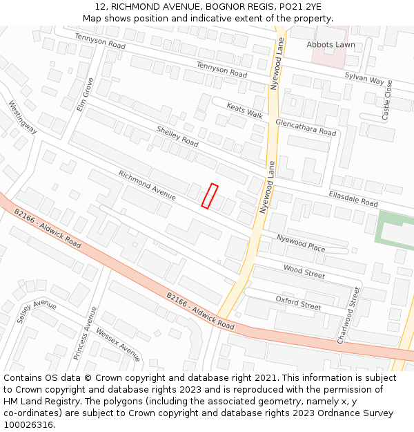 12, RICHMOND AVENUE, BOGNOR REGIS, PO21 2YE: Location map and indicative extent of plot