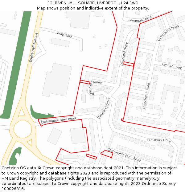12, RIVENHALL SQUARE, LIVERPOOL, L24 1WD: Location map and indicative extent of plot