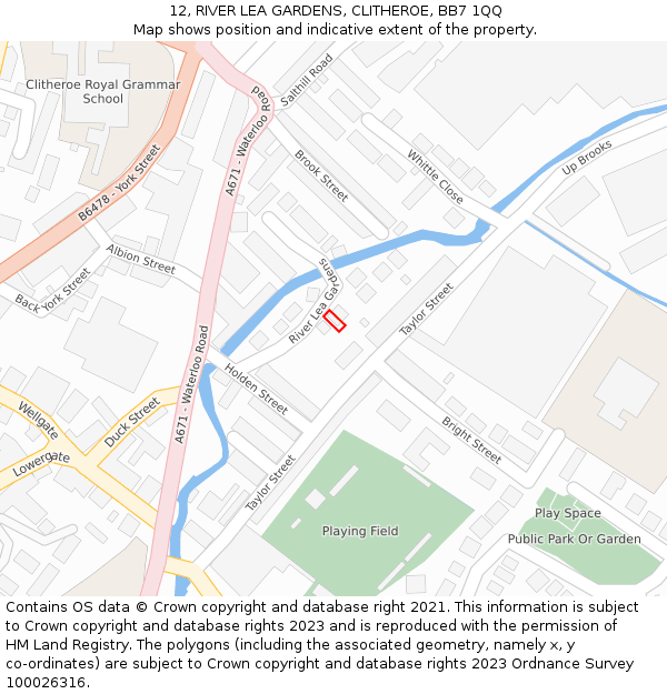 12, RIVER LEA GARDENS, CLITHEROE, BB7 1QQ: Location map and indicative extent of plot