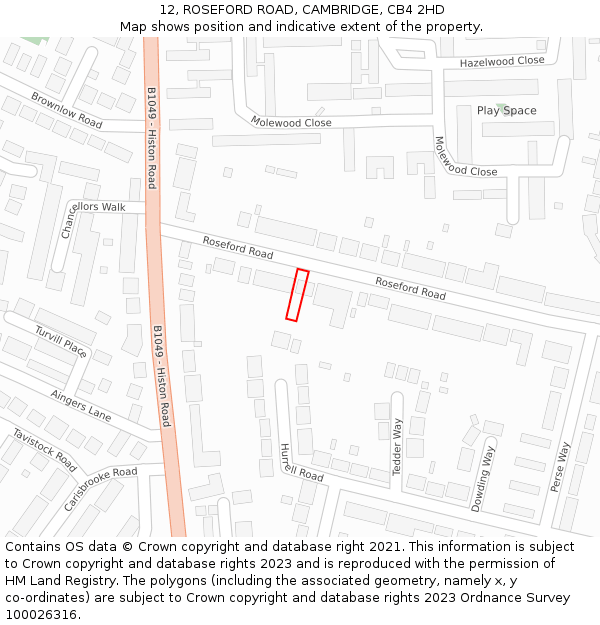 12, ROSEFORD ROAD, CAMBRIDGE, CB4 2HD: Location map and indicative extent of plot