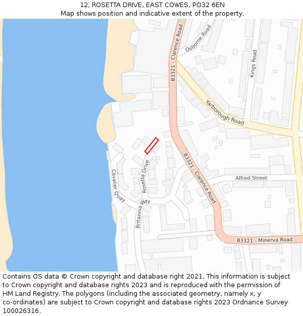 12, ROSETTA DRIVE, EAST COWES, PO32 6EN: Location map and indicative extent of plot