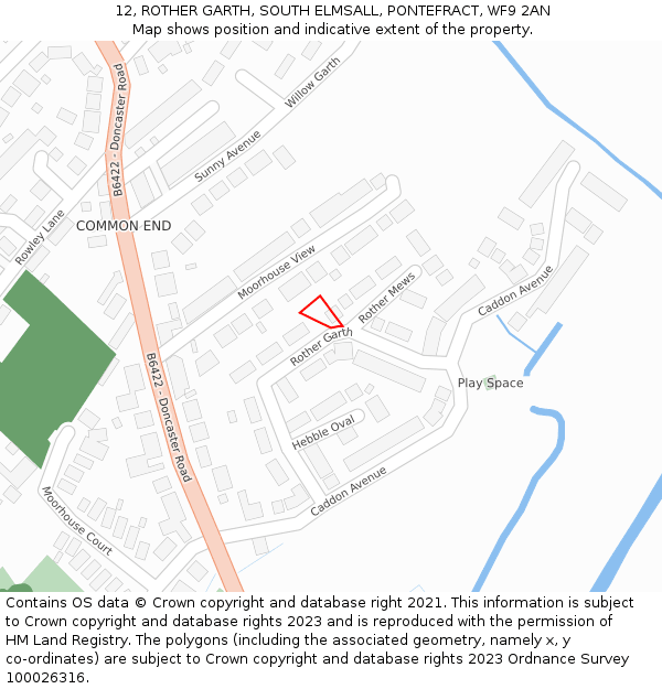 12, ROTHER GARTH, SOUTH ELMSALL, PONTEFRACT, WF9 2AN: Location map and indicative extent of plot