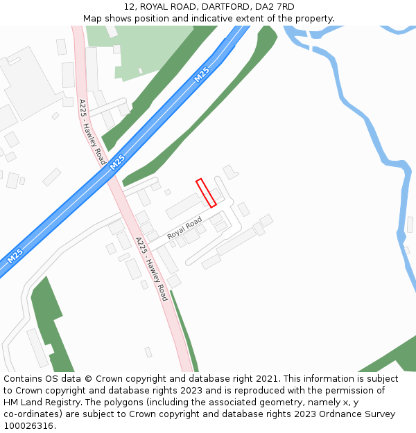 12, ROYAL ROAD, DARTFORD, DA2 7RD: Location map and indicative extent of plot