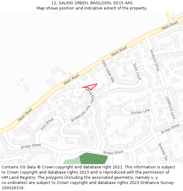 12, SALING GREEN, BASILDON, SS15 4AS: Location map and indicative extent of plot