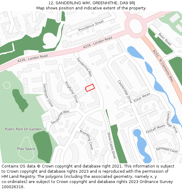12, SANDERLING WAY, GREENHITHE, DA9 9RJ: Location map and indicative extent of plot