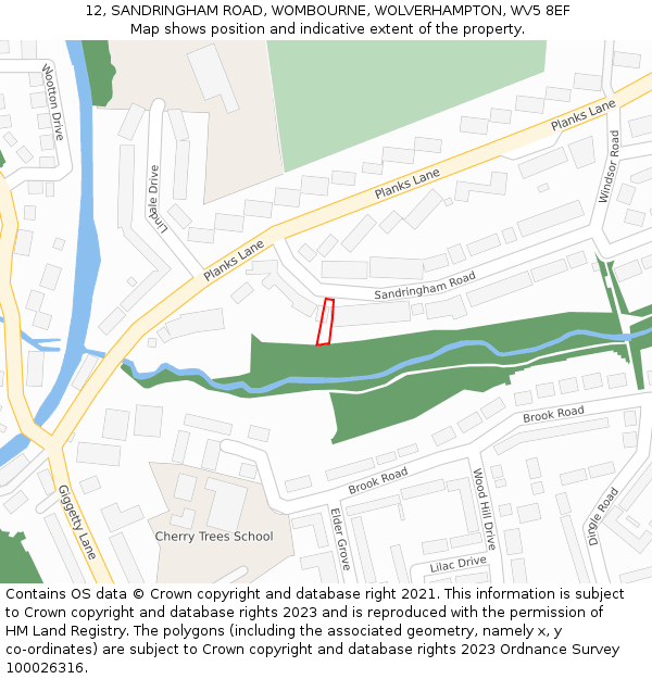 12, SANDRINGHAM ROAD, WOMBOURNE, WOLVERHAMPTON, WV5 8EF: Location map and indicative extent of plot