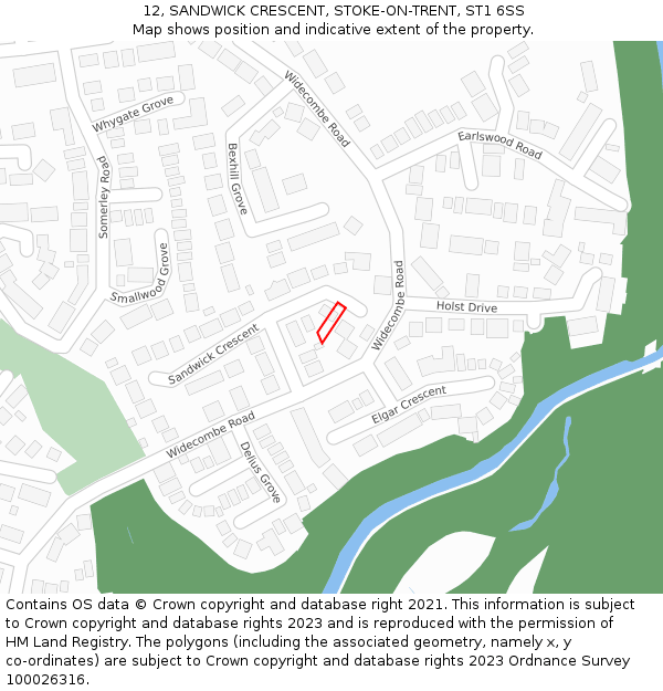 12, SANDWICK CRESCENT, STOKE-ON-TRENT, ST1 6SS: Location map and indicative extent of plot