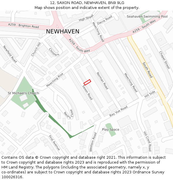 12, SAXON ROAD, NEWHAVEN, BN9 9LG: Location map and indicative extent of plot