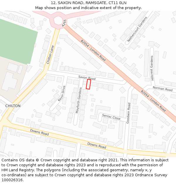 12, SAXON ROAD, RAMSGATE, CT11 0LN: Location map and indicative extent of plot